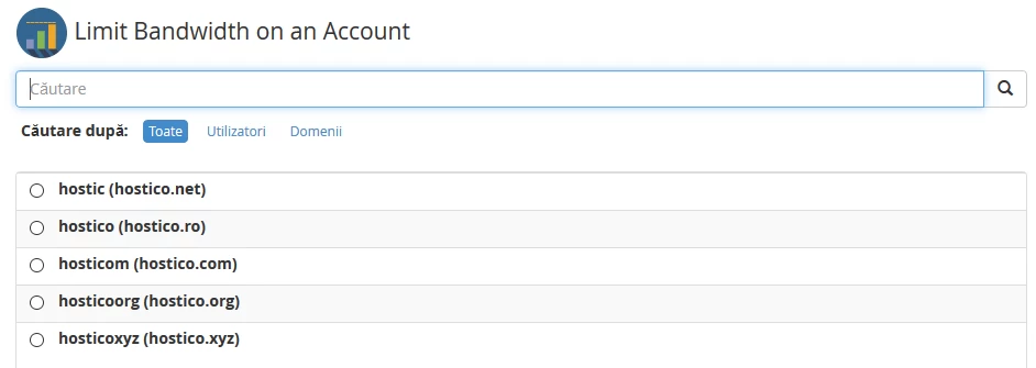 Limitare bandwidth on an Account